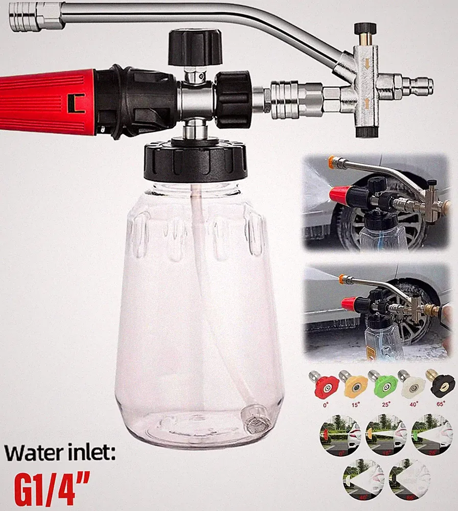 2025 Dual Head Accessory Pressure Washer Foam Cannon with 5 Nozzles Car Wash Kit