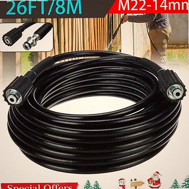 2025 High Pressure Washer Hose 26 FT Super Flexible Hose M22-14mm