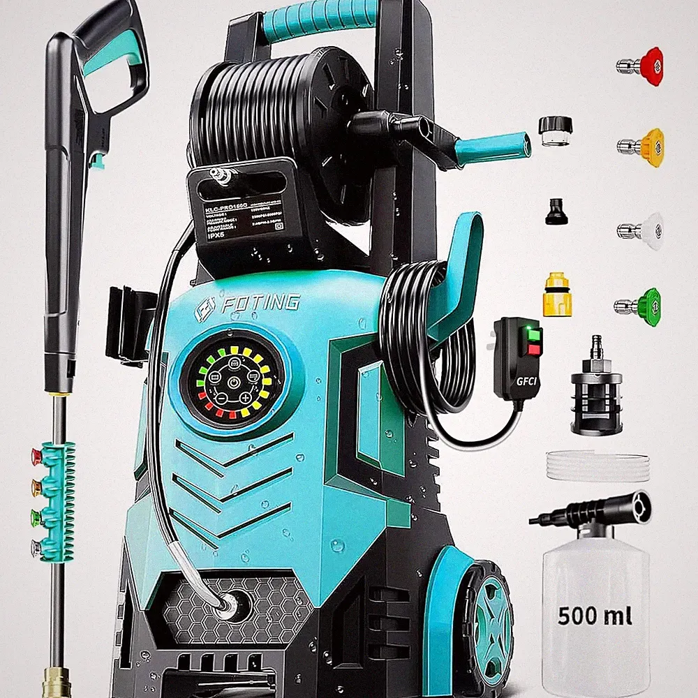 2026Upgraded Pressure Washer 5000PSI with GFCI 4 Quick Connect Nozzles Home Blue