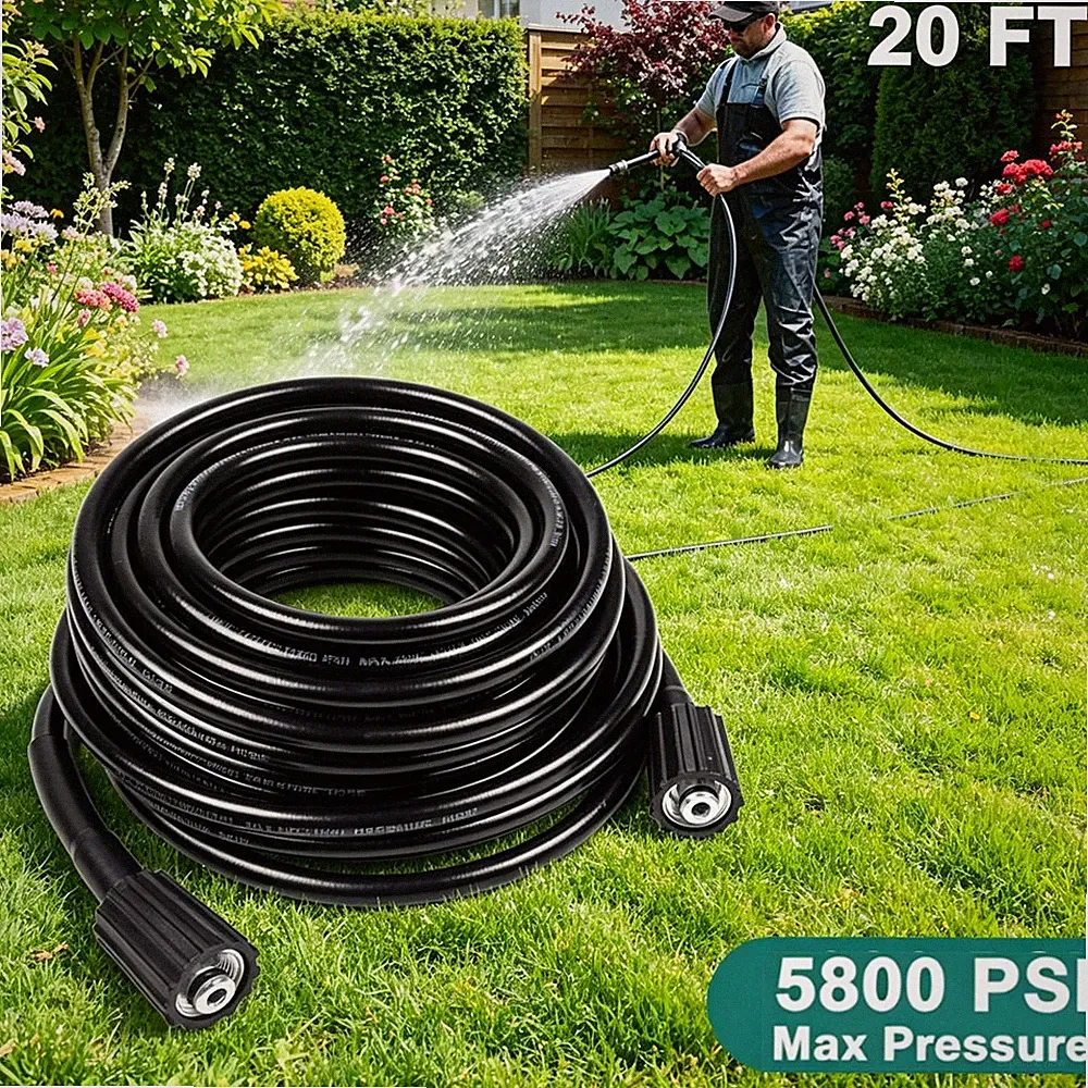20ft 5800PSI High Pressure Washer Hose M22-14mm Power Washer Extension Hose.