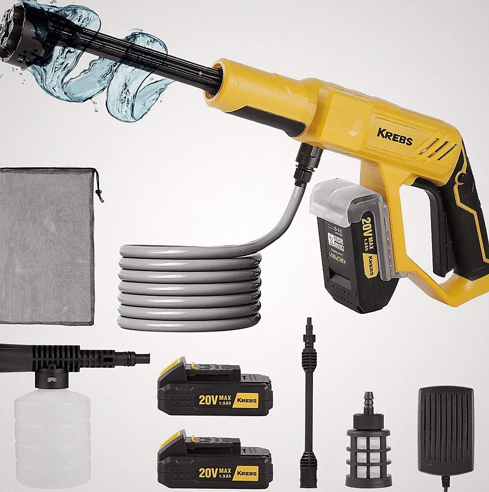 20V Cordless Pressure Washer Max 560 PSI High Power Yellow
