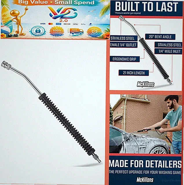 21" Pressure Washer Extension Wand 1/4" Quick Connect Curved Car Wash
