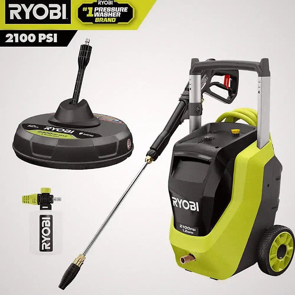 2100 PSI 1.2 GPM Cold Water Electric Pressure Washer with Surface Cleaner