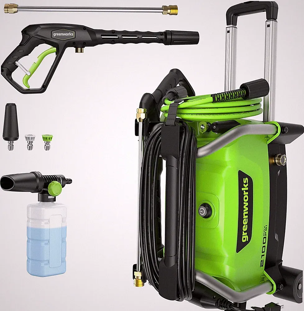 2100 PSI Compact Electric Pressure Washer for Cars, Patios & Pools