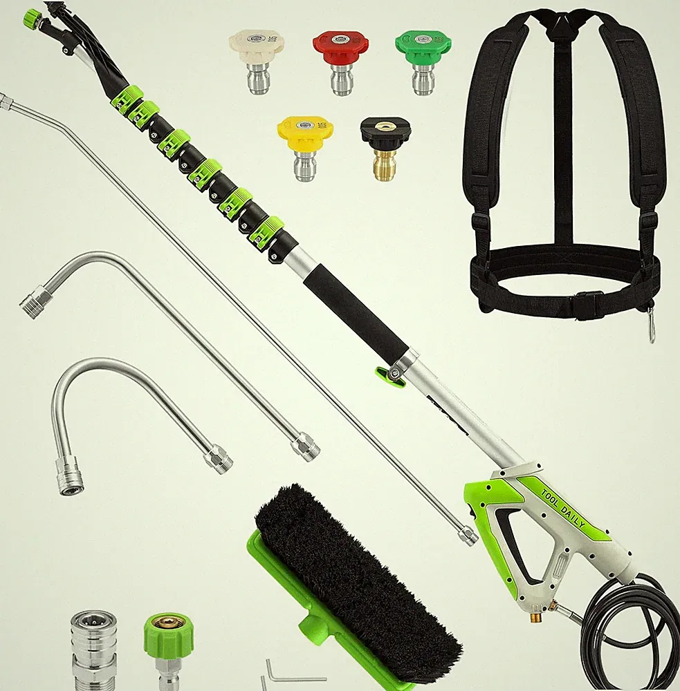 21FT Telescoping Pressure Washer Wand with Brush, Extension Wand | Aluminum Tele