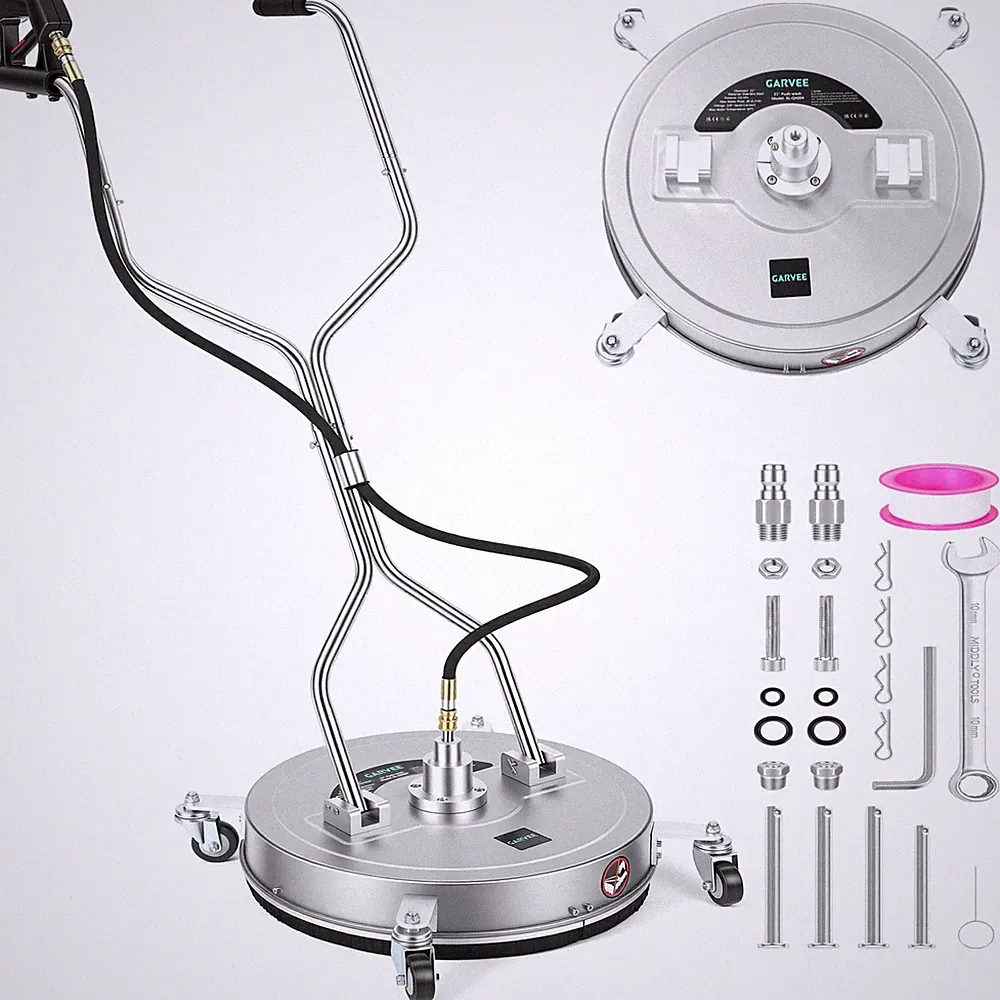 21in Pressure Washer Surface Cleaner with 4 Wheels Stainless Steel Dual Handle