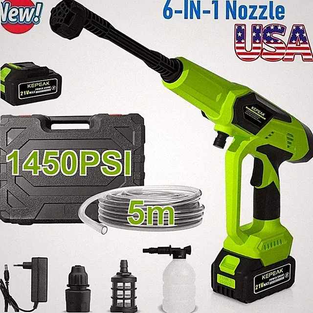 21V Cordless Electric High Pressure Water Spray Gun Portable Car Washer Cleaner