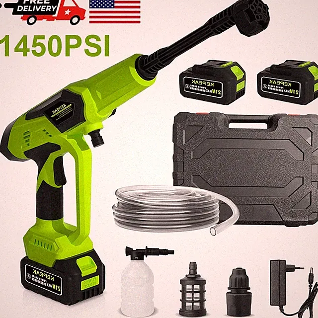 21V Cordless Portable Electric Water Spray Gun and Hose Car Washer Cleaner Tool
