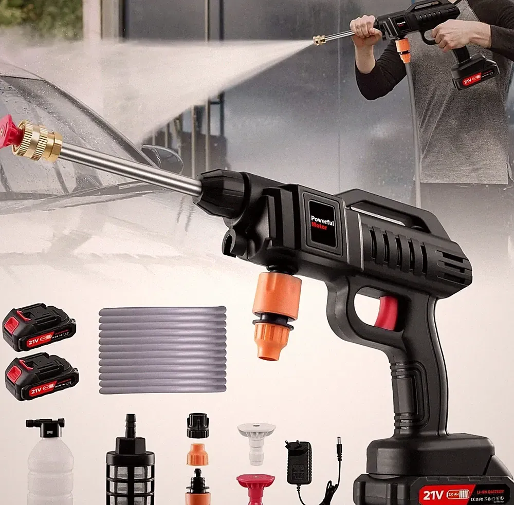 21V Cordless Pressure Washer,60Bar/870 PSI High Power Washer Machine,1500W Porta