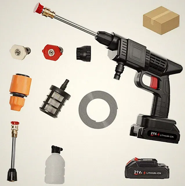 21V Cordless Pressure Washer Electric Car Washing Cleaning Tool with 1 Battery