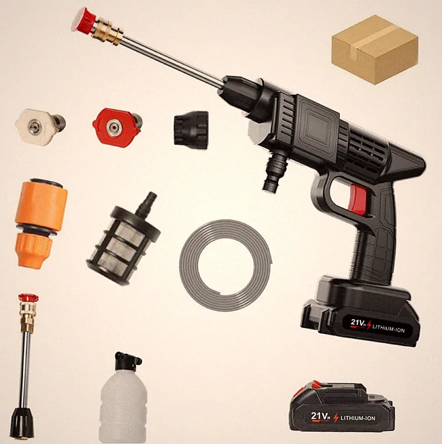 21V Cordless Pressure Washer Handheld Car Cleaning Washer Tool with 1 Battery