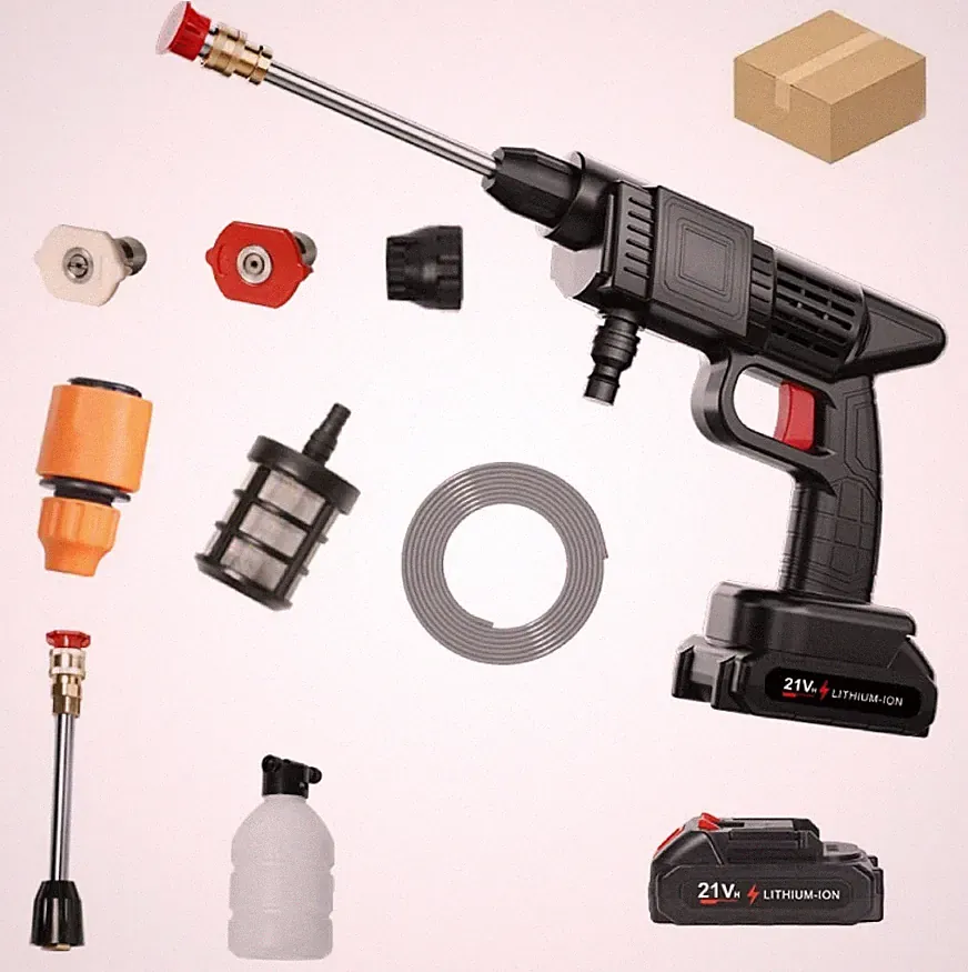 21V Cordless Pressure Washer Portable Electric Car Cleaning Tool with 1 Battery
