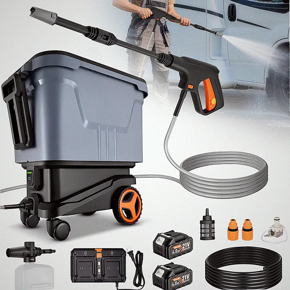 Battery Operated Pressure Washer 21V 2000 PSI with Fast Dual Charging