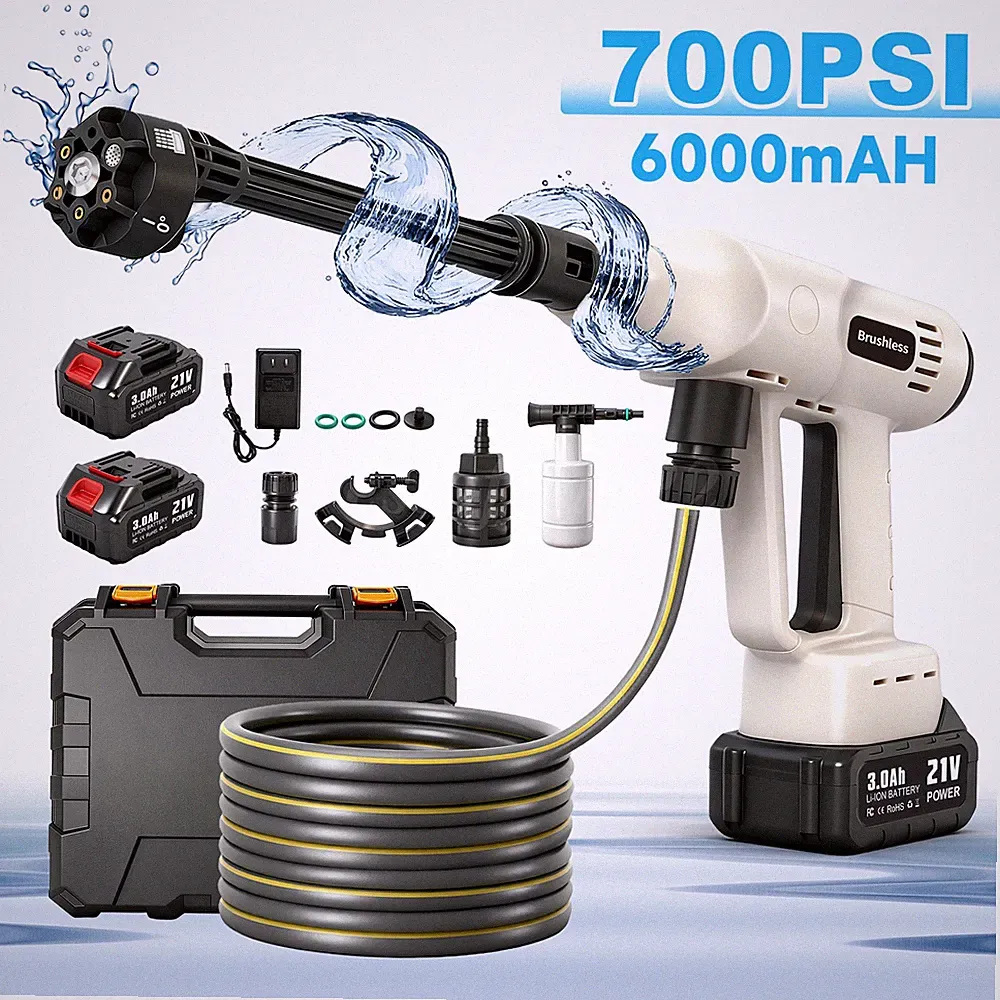 21V Handheld Cordless Pressure Washer Multi Spray Modes Outdoor Cleaning Tool