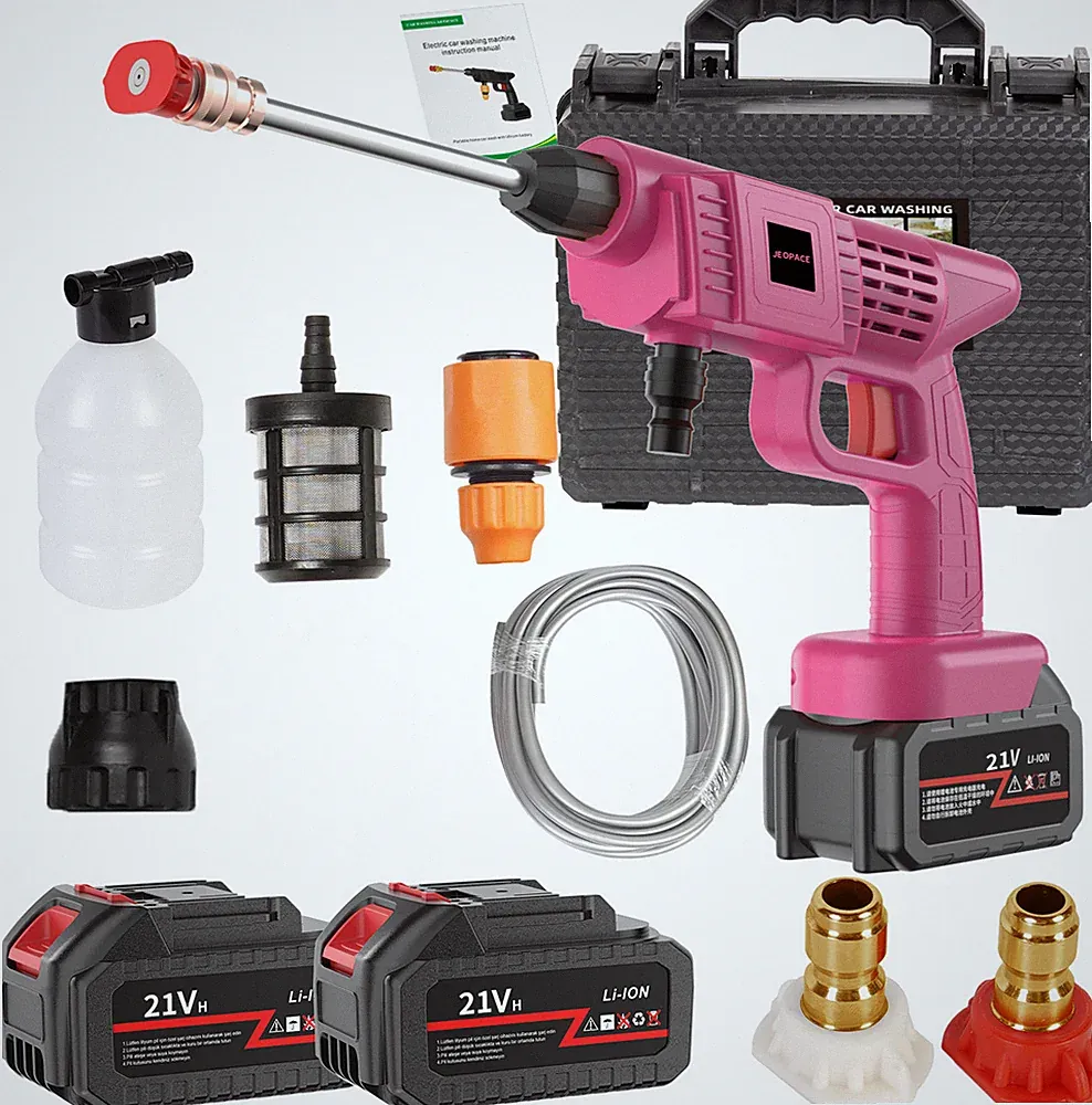 21V Portable Cordless Pressure Washer with 2 Batteries Car Washer Full Kit