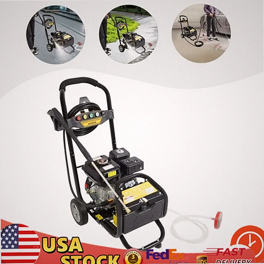 2200PSI Gas Pressure Washer Cold Water Gas Powered Washer 2.4GPM 7HP / Wheels