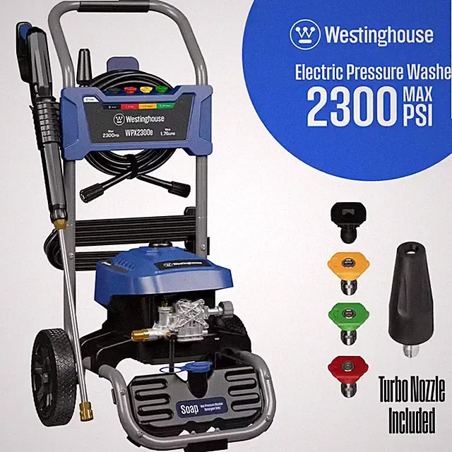 2300 Max PSI 1.76 Max GPM 13 Amp Cold Water Electric Powered Pressure Washer wit