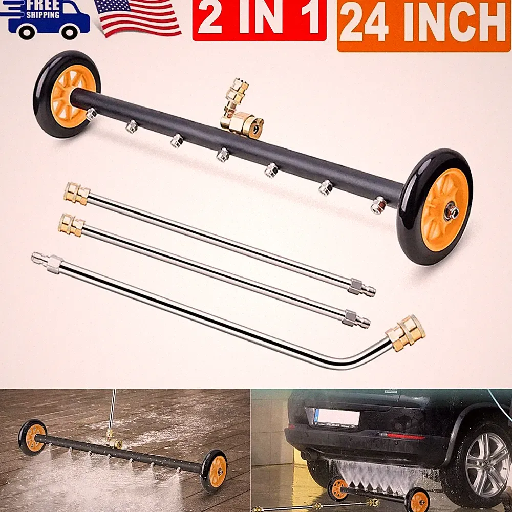 24" 4000 PSI Pressure Washer Undercarriage Cleaner w/ 7 Nozzles 3 Extension Wand