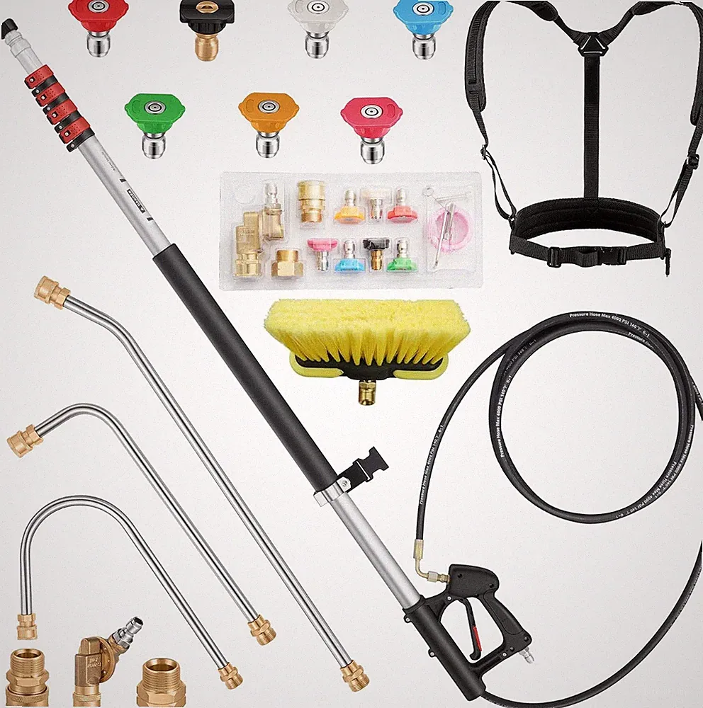 24 FT Gutter Cleaning Tools from the Ground - Telescoping Pressure Washer Wand