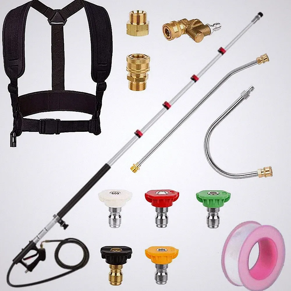 24 FT Pressure Washer Telescoping Wand with 5 Spray Nozzle and 2 Extension Wand