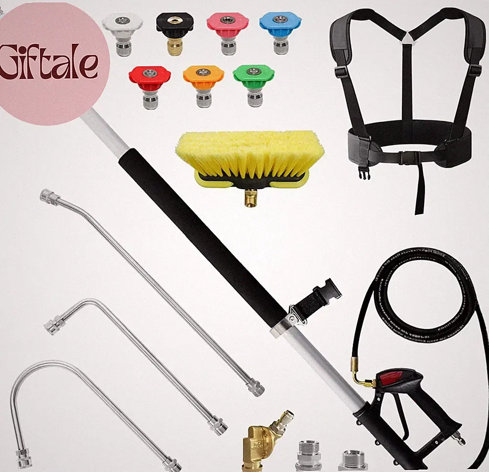24 FT Pressure Washer Telescoping Wand with Power Washer Extension Wands, Brush