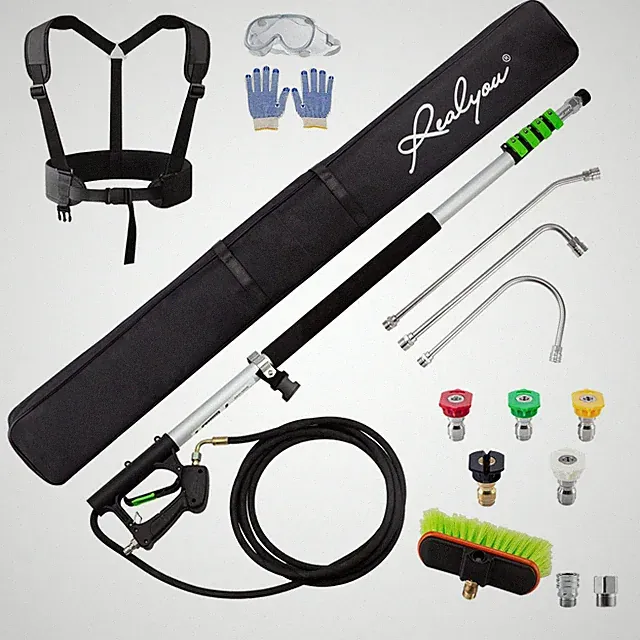24 FT Pressure Washer Telescoping Wand with Pressure Washer Extension Wand, G...