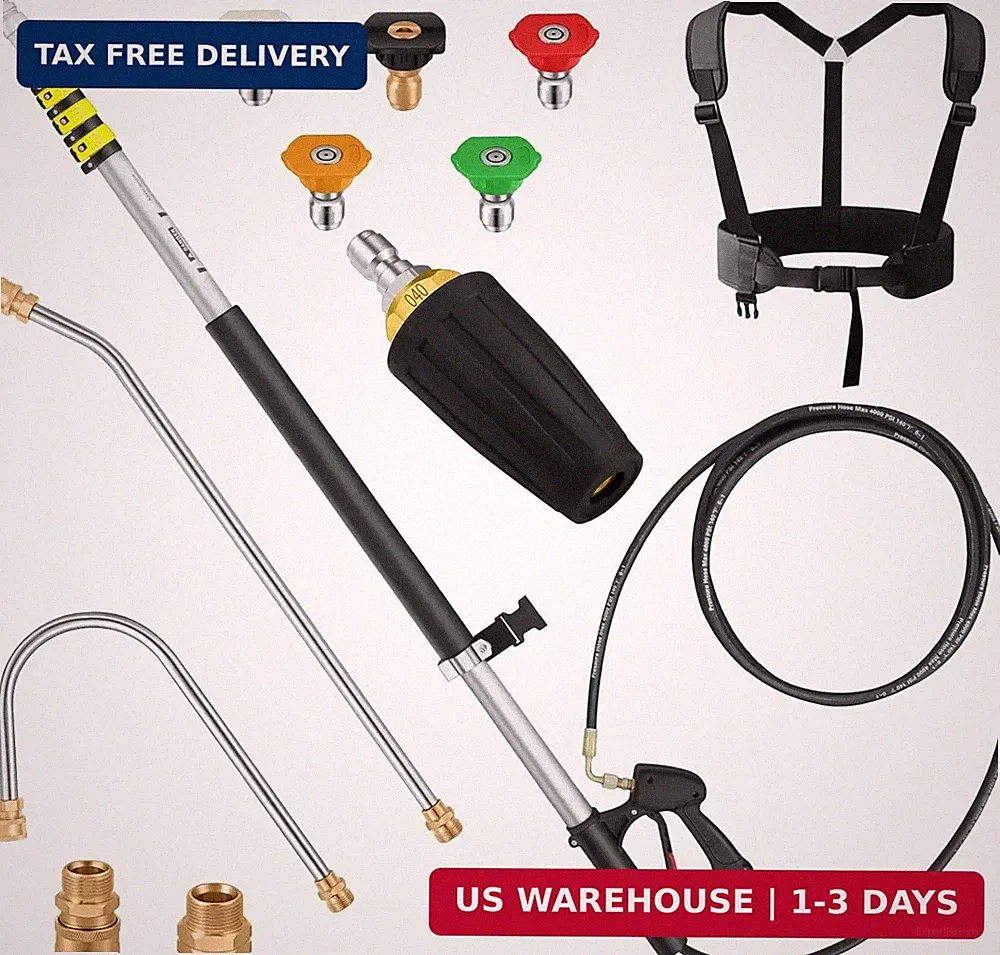 24 FT Telescoping Pressure Washer Wand Extension, Hot Water Supported Power Wash