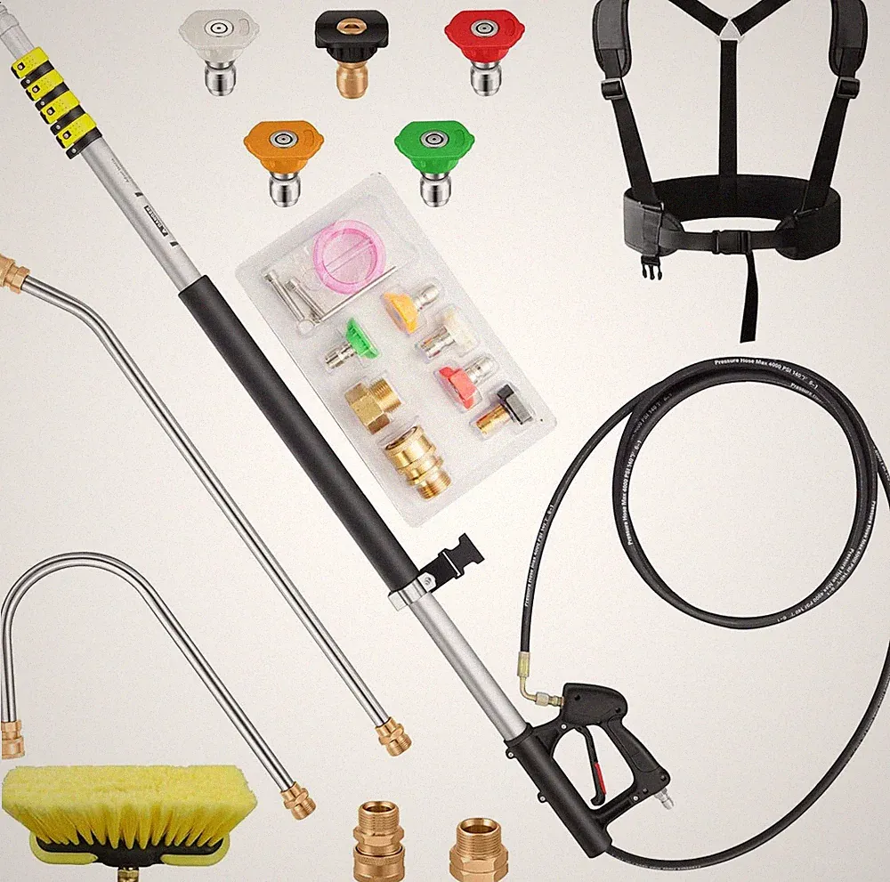 24 FT Telescoping Pressure Washer Wand Extension with Brush Head