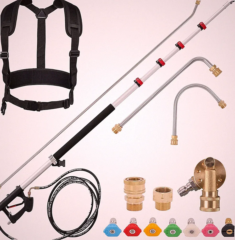24 FT Telescoping Pressure Washer Wand, with 3 Curve Wands