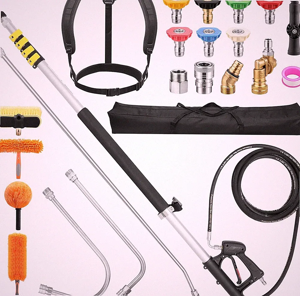 24 FT Telescoping Pressure Washer Wand with 4 Dusters for House Cleaning, 4000PS