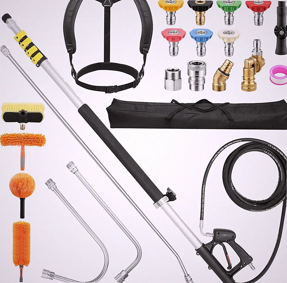 24 FT Telescoping Pressure Washer Wand with 4 Dusters for House Cleaning, 4500PS