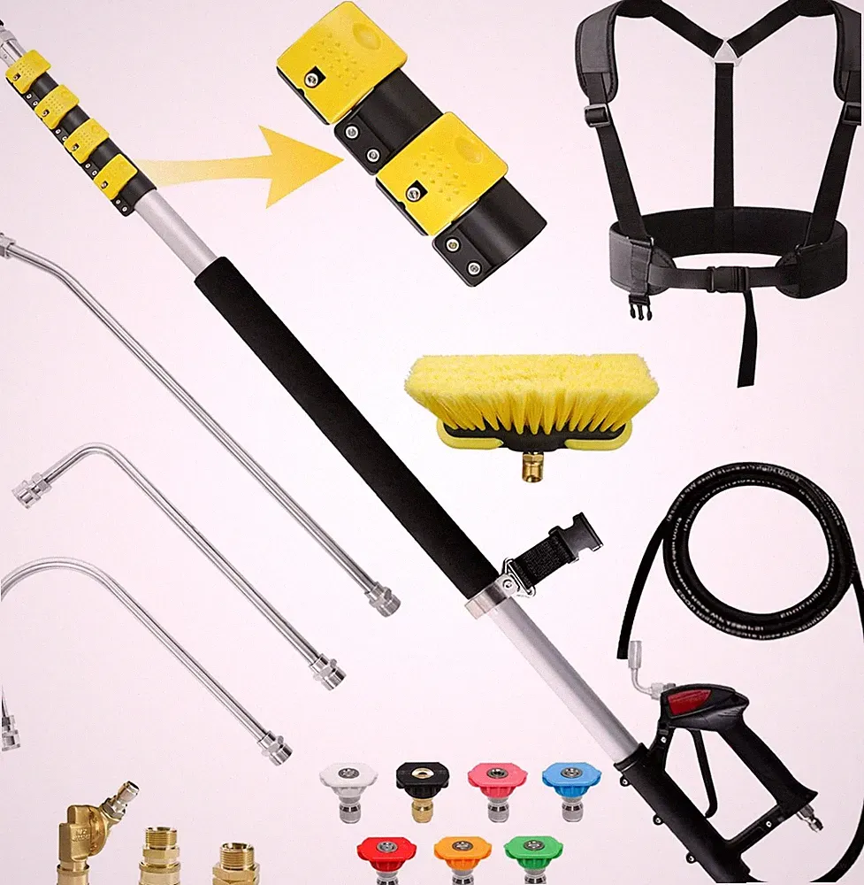 24 FT Telescoping Pressure Washer Wand with Heavy-Duty Lever Lock