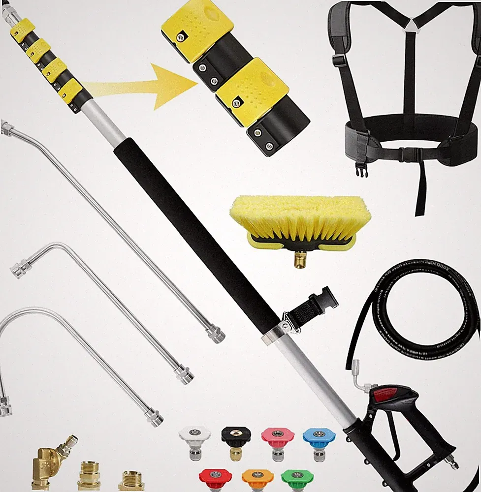 24 FT Telescoping Pressure Washer Wand with Heavy-Duty Lever Lock | Gutter Clean