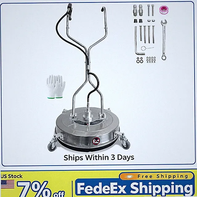 24 Inch Dual Handle Pressure Washer Surface Cleaner 4900 PSI Stainless Steel