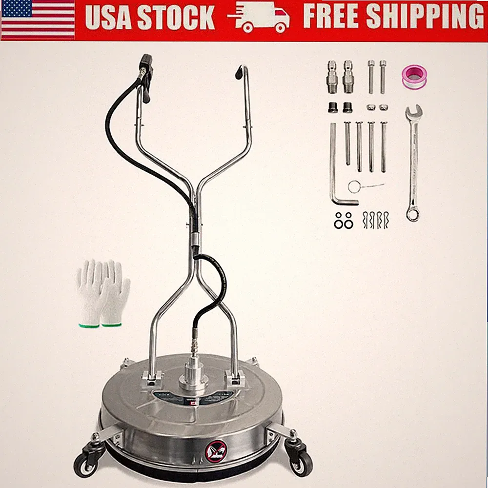 24'' Pressure Washer Surface Cleaner 4 Wheels Dual Handle 4900 Max PSI for Patio