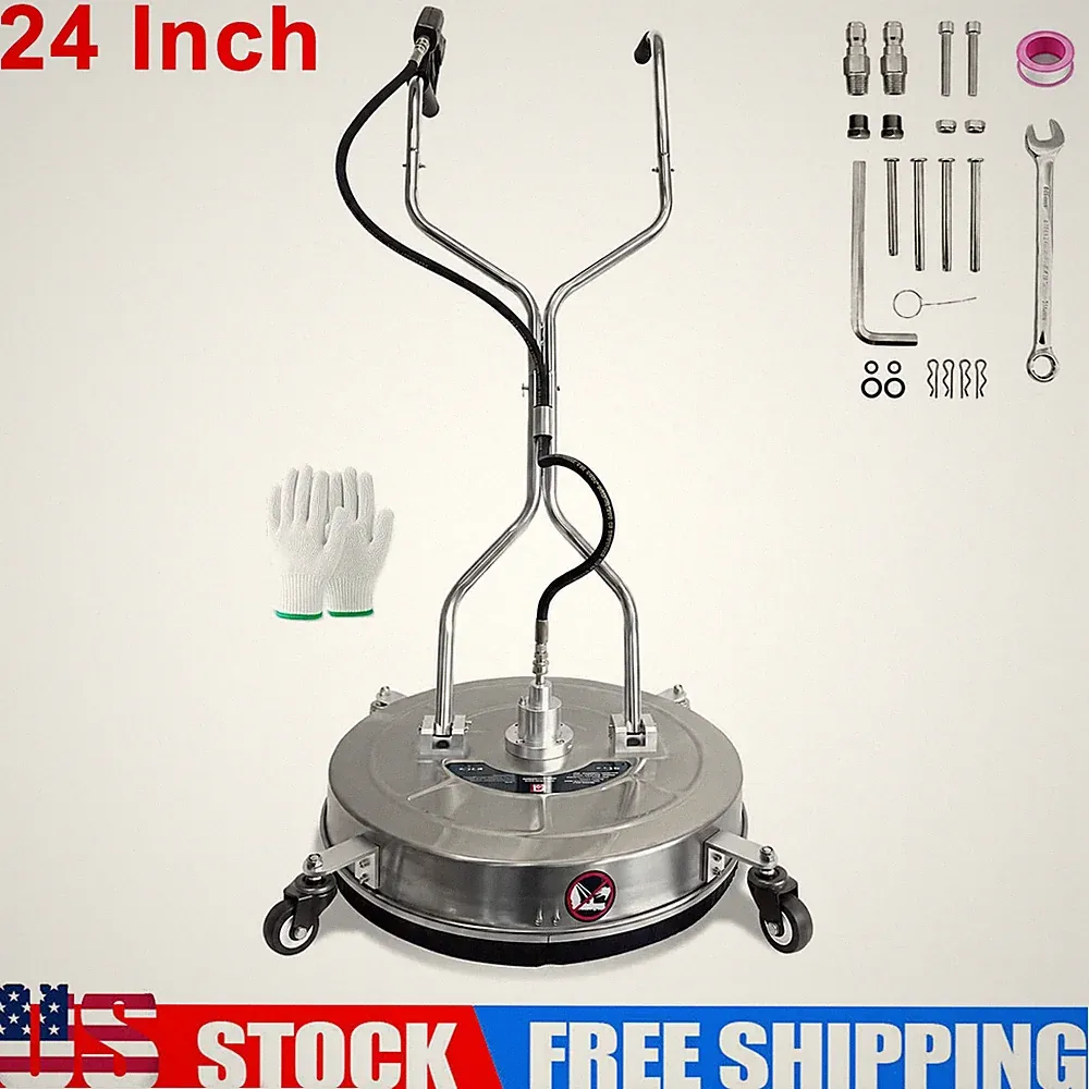 24" Pressure Washer Surface Cleaner 4 Wheels Dual Handle 4900 Max PSI-New