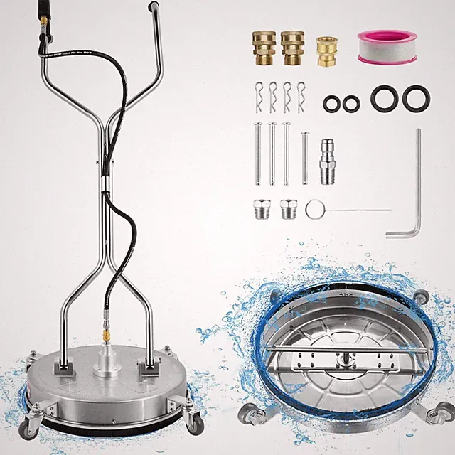24" Pressure Washer Surface Cleaner 4000PSI w/ Handles & Wheels Stainless Steel