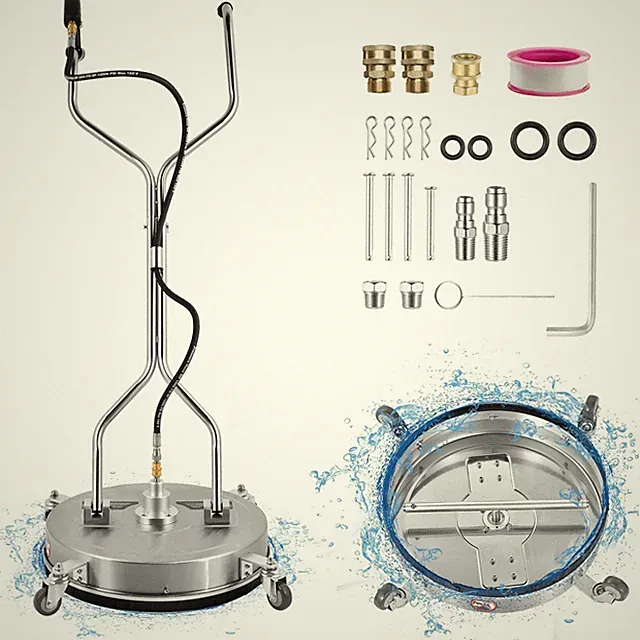 24" Pressure Washer Surface Cleaner 4500PSI w/ Handles & Wheels Stainless Steel