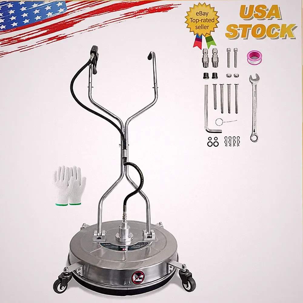 24" Pressure Washer Surface Cleaner 4900PSI Stainless Steel w/ Dual Handle US