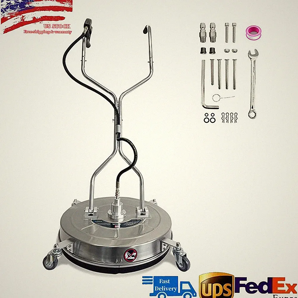 24" Pressure Washer Surface Cleaner 4900PSI w/ 4 Wheels & 2 Handles for Driveway