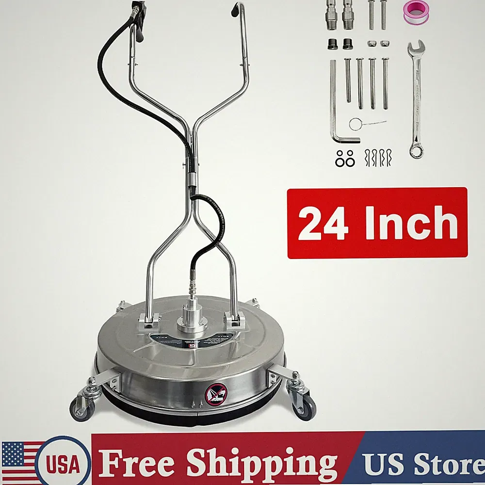 24" Pressure Washer Surface Cleaner Dual Handle 4900 Max PSI Power Floor Washer