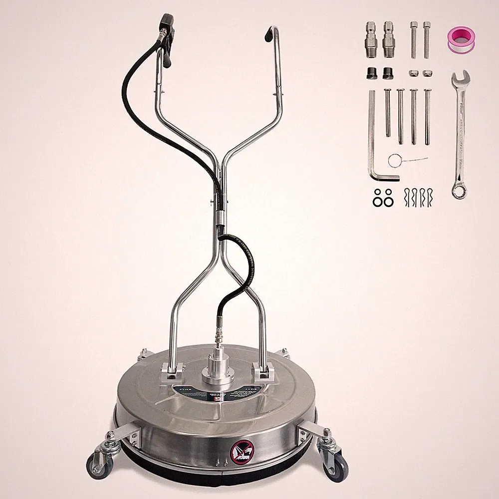 24" Pressure Washer Surface Cleaner Stainless Steel 4900PSI Dual Handle 4 Wheels
