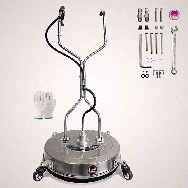 24" Pressure Washer Surface Cleaner Stainless Steel&Dual Handle 4 Wheels 4900PSI