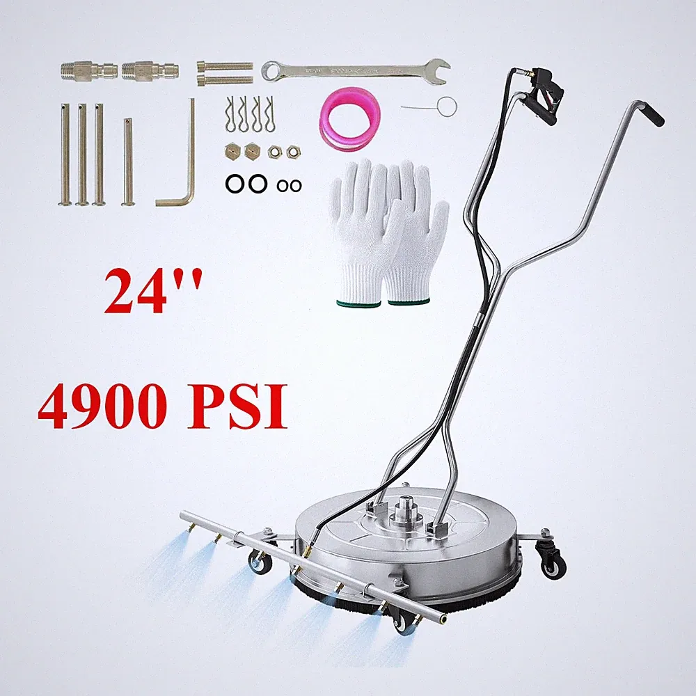 24" Pressure Washer Surface Cleaner with 4 Wheels 4900PSI for Driveways Pathway
