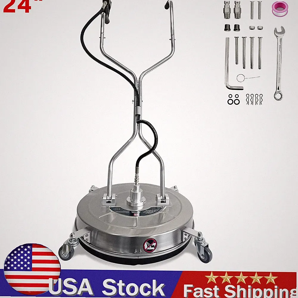 24" Pressure Washer Surface Cleaner with 4 Wheels Dual Handle 4900 Max PSI
