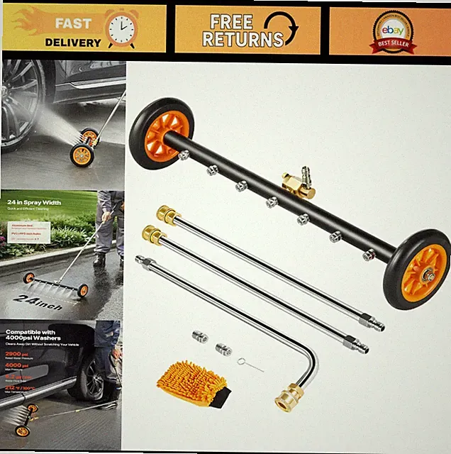 24" Pressure Washer Undercarriage Cleaner - 4000 PSI, Stainless Steel, 7 Nozzles