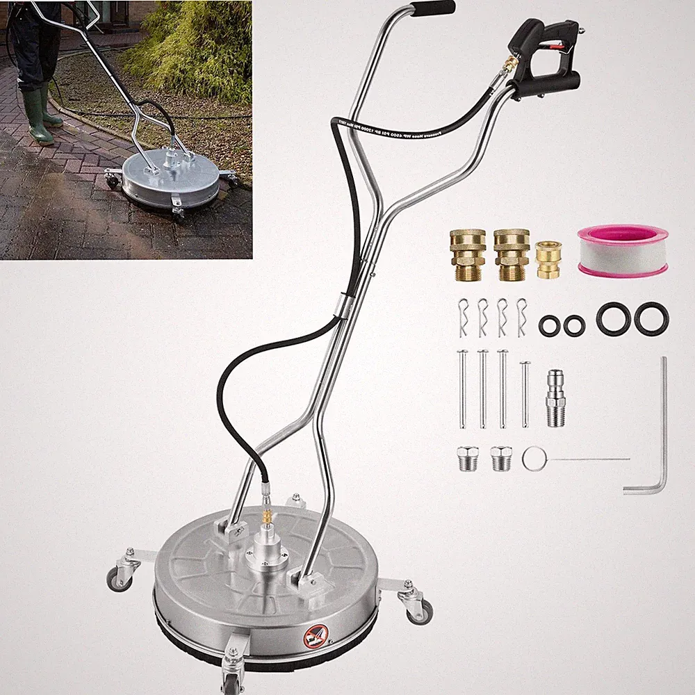 24" Stainless Steel Commercial Dual Handle Power Washer Surface Cleaner 4000PSI