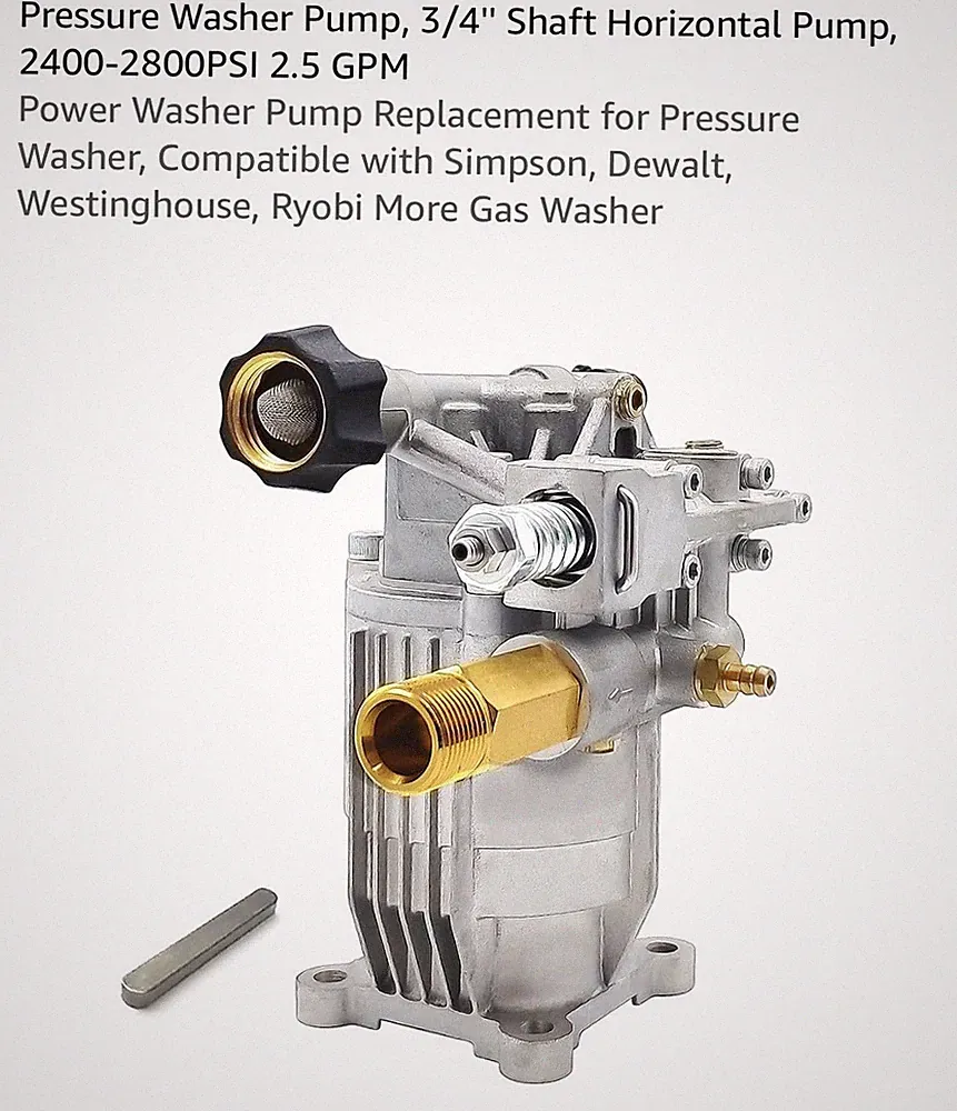 2400-2800PSI Pressure Washer Large, Silver 3/4'' Horizontal Pump