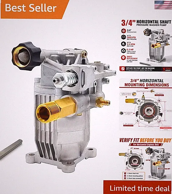 2400-2800PSI Pressure Washer Pump Replacement,3/4'' Horizontal Shaft 2.5GPM