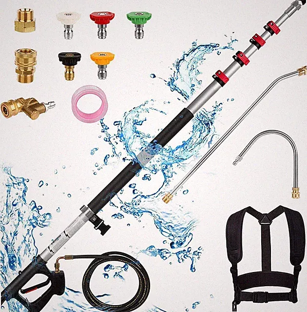 24FT Pressure Washer Extension Wand, Telescoping Gutter Cleaner Pole w/ 5 Spray